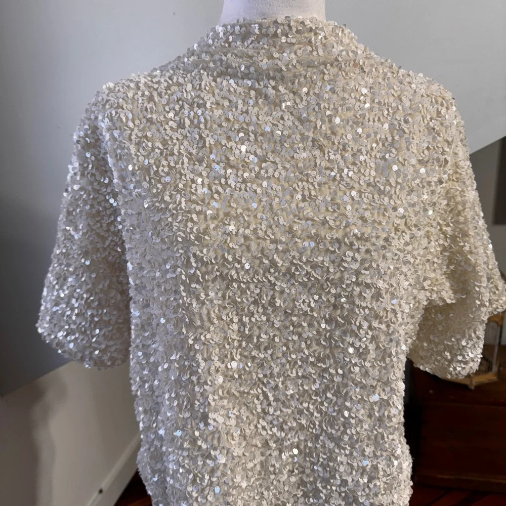 H&M Cream Sequin Blouse - Picture 7 of 8